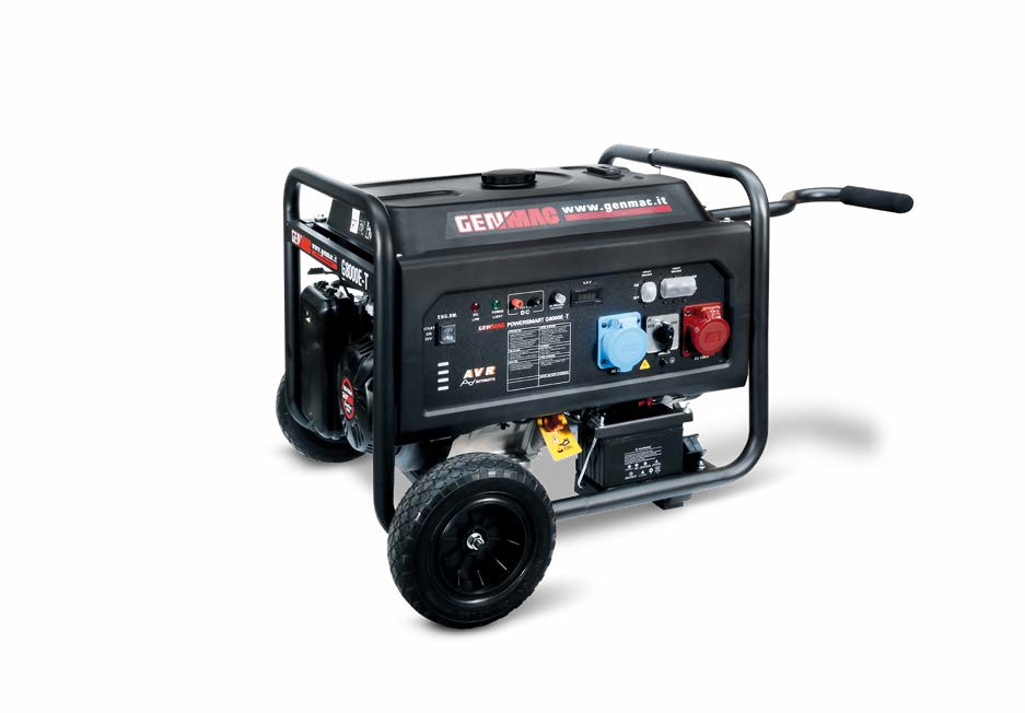 GENMAC G8000E-T - Γεννήτρια Βενζίνης, 400V, 8,5KW, Αυτονομία 7h, Τροχοί - 39743