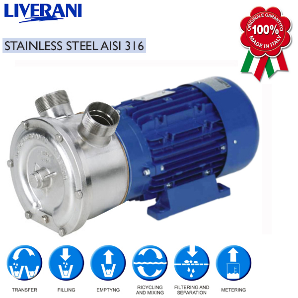 LIVERANI MAJOR - 920104 Αντλία μούστου INOX 316 λαστιχοφόρα