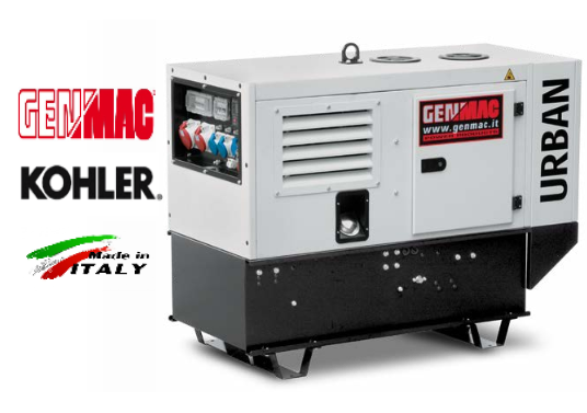 GENMAC Urban-Rent RG9600KS-M5 - Γεννήτρια Πετρελαίου, Αθόρυβη, Αυτονομία 17h, 230V, 13,4kVA, KOHLER, Μίζα